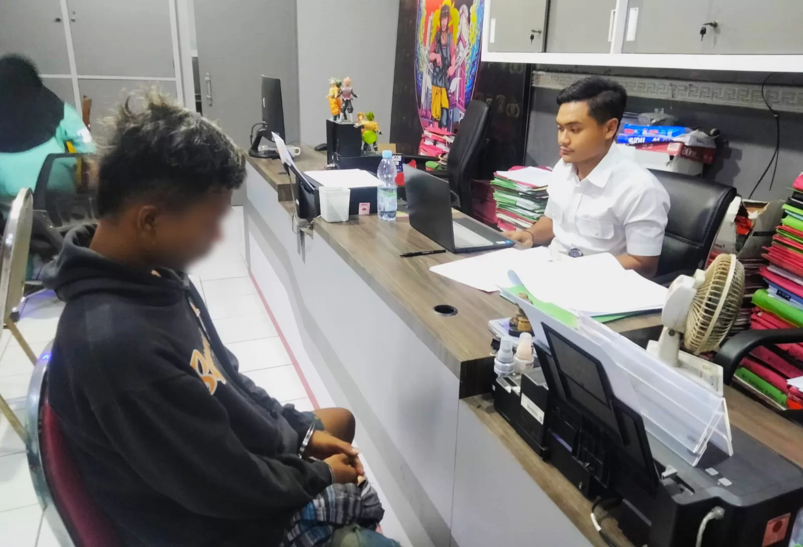 Noval saat dilakukan pemriksaan di Mapolres Pasuruan Kota (Humas)