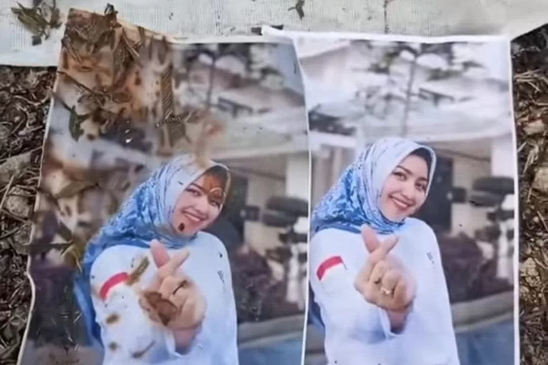Dua foto Juliana Evawati, Anggota DPRD Surabaya, saat ditemukan didalam bungkusan yang diduga kain kafan. (SS video)