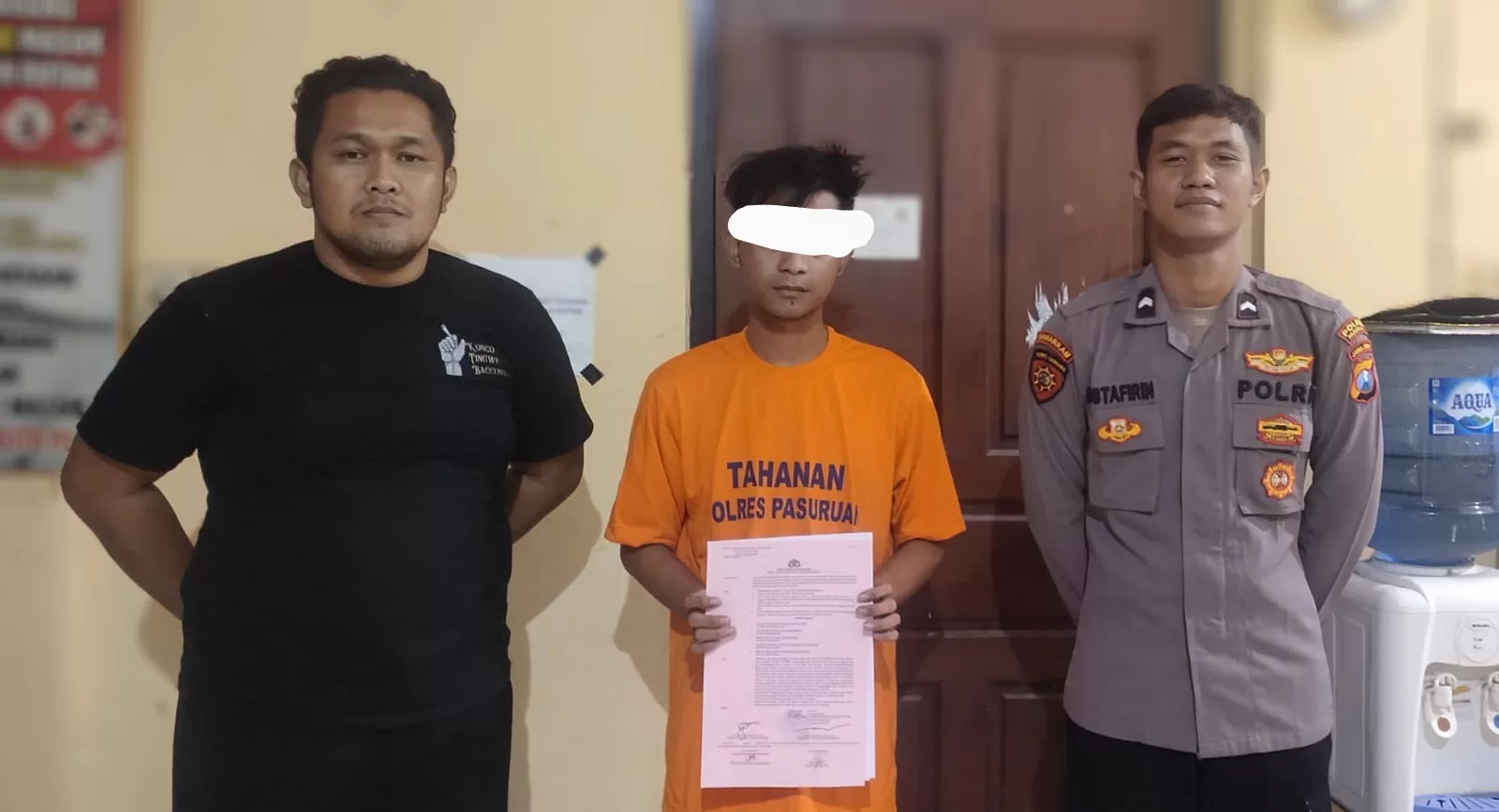 Pelaku MS saat diamankan di Mapolres Pasuruan (Humas for Bacaind)