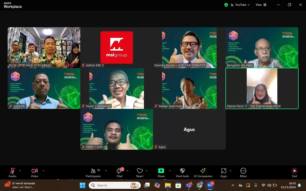 BLUD UPTD PALD Kota Bekasi saat mengikuti proses penjurian TOP Digital Awards 2024, pada Kamis 21 November 2024. (istimewa)