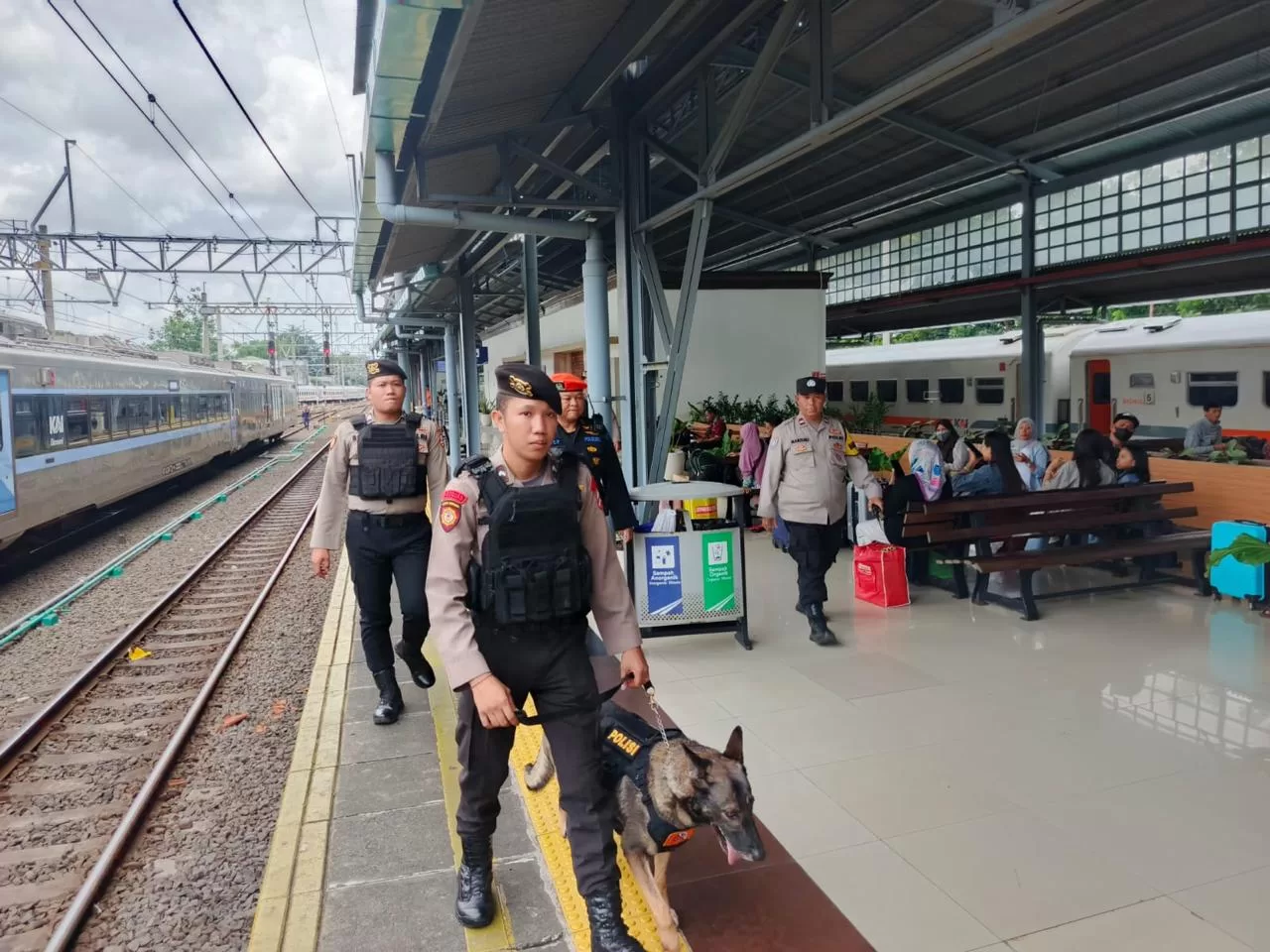 Polri kerahkan 12 ekor anjing pelacak (K9) di lokasi-lokasi tertentu. (Hms)