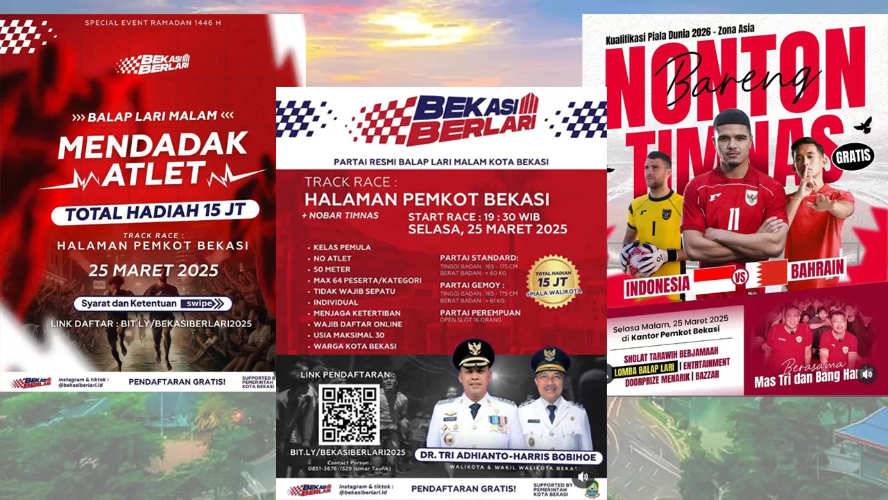 Pamflet atau brosur Bekasi Berlari Mendadak Atlet Pemkot Bekasi