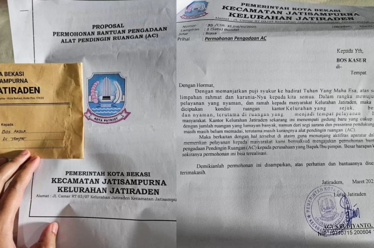 Surat yang diduga dari Kelurahan Jatiraden, Kecamatan Jatisampurna, Kota Bekasi, mendadak viral. (Ist)