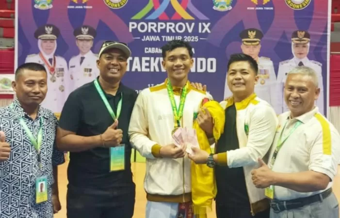 Atlet Muda Pasuruan, Putra Bagus Maulana, Raih Emas Perdana Taekwondo di Porprov IX Jatim 2025