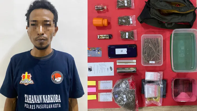 Berkat CCTV, Pelaku Pelemparan Bom Molotov ke Pos Lantas Pandaan Dibekuk Polisi 1 Simpan Ganja Hampir 250 Gram, Kuli Bangunan di Pasuruan Dibekuk Polisi
