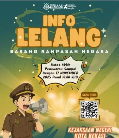Kejaksaan Negeri (Kejari) Kota Bekasi mengajak masyarakat untuk berpartisipasi dalam kegiatan lelang barang rampasan negara yang akan dilaksanakan secara online melalui situs resmi lelang.go.id.