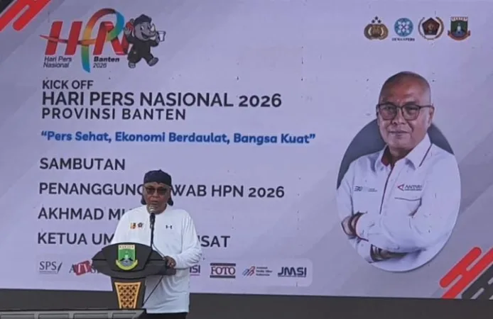 Rangkaian Kick Off Hari Pers Nasional (HPN) 2026 resmi dimulai di Alun-Alun Kota Serang, Banten, Minggu (30/11/2025).