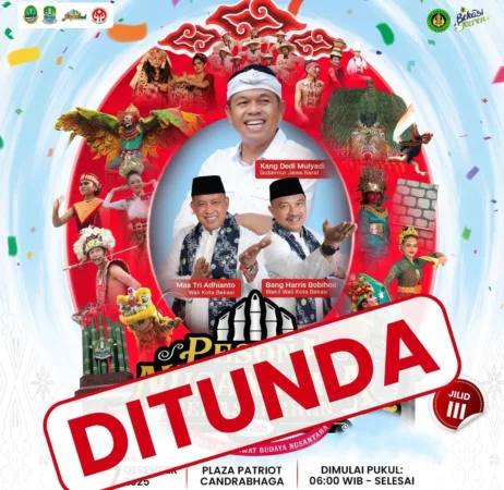 Pemerintah Kota Bekasi melalui Dinas Pariwisata dan Budaya resmi menunda gelaran Pesona Nusantara Bekasi Keren (PNBK) Jilid 3 Tahun 2025 yang sebelumnya dijadwalkan berlangsung pada Minggu, 7 Desember 2025. Kamis (4/12/2025).