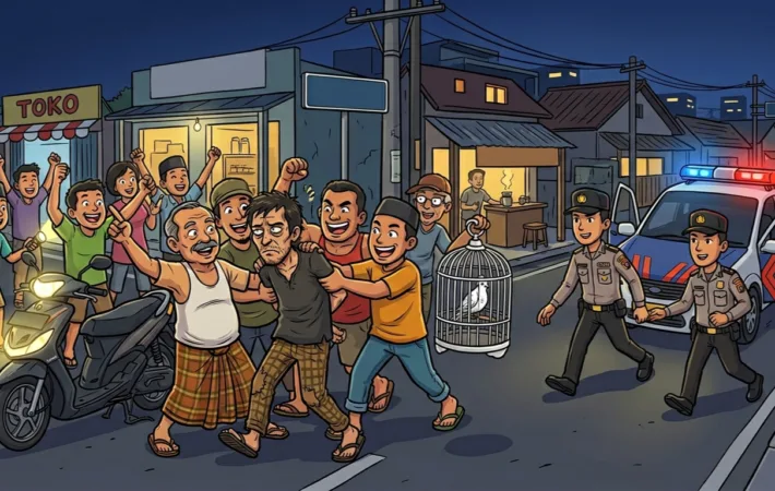 Terduga pelaku pencurian burung perkutut (Ilustrasi AI)