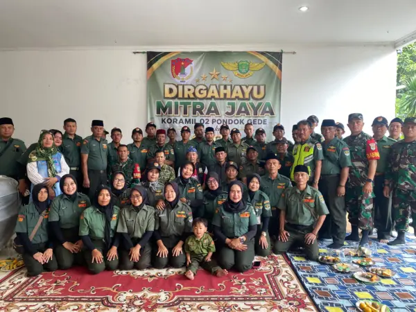 Mitra Jaya Koramil 02 Kecamatan Pondokgede menggelar peringatan HUT ke-III melalui kegiatan milad dan doa bersama di Perumahan Sari Gaperi, Kelurahan Jatibening Baru, Kecamatan Pondokgede, Kota Bekasi, Minggu (23/8/2026).