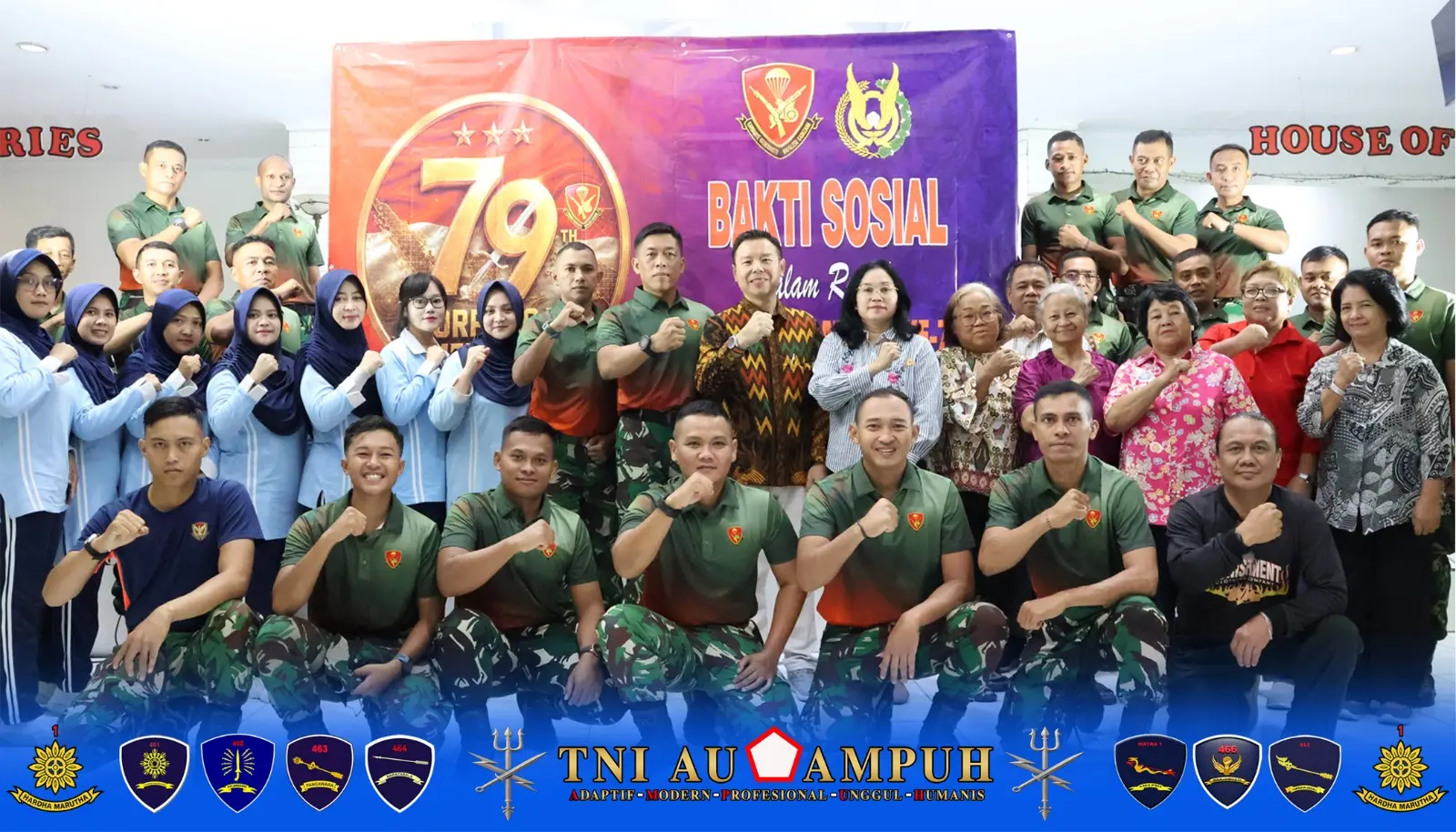 Dalam rangka memperingati Hari Ulang Tahun (HUT) ke-79 Korps Pasukan Gerak Cepat (Kopasgat), Brigade Parako 1 Pasgat menggelar kegiatan bakti sosial di Rumah Ibadah Gereja Bethel Indonesia (GBI) Batu Penjuru, Jalan Raya Hankam No. 10A, Pondok Melati, Kota Bekasi, Selasa (8/9/2026).